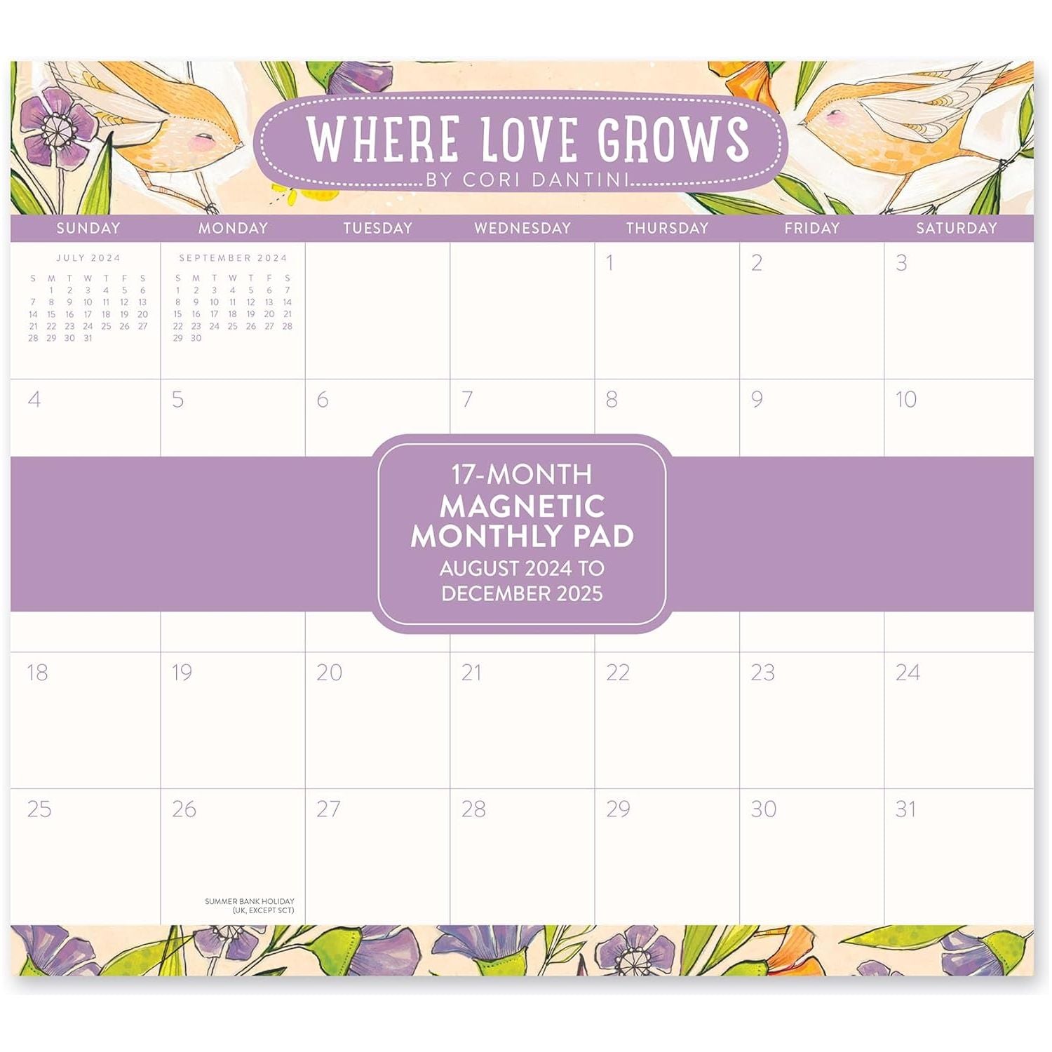 Calendario 2025 Love Grows 17 Meses