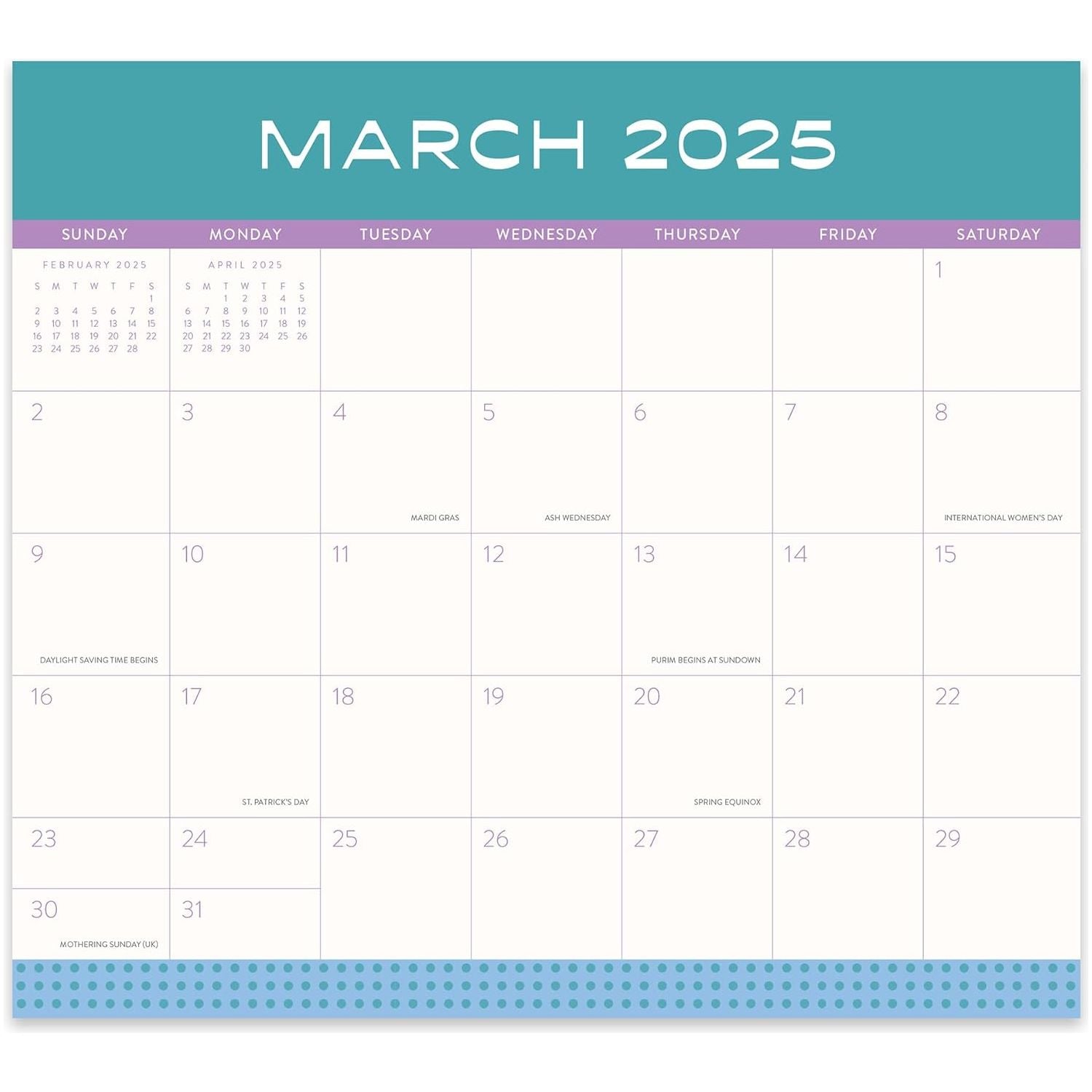 Calendario 2025 Color Block 17 Meses