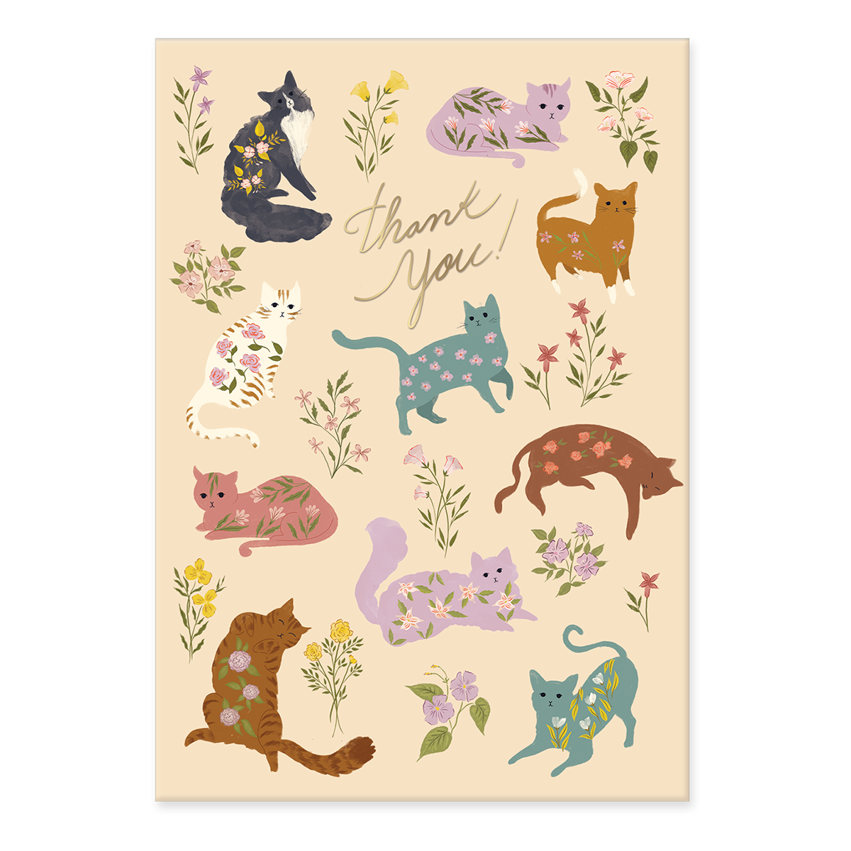 Set 12 Tarjetas con Sobres Flower Cats