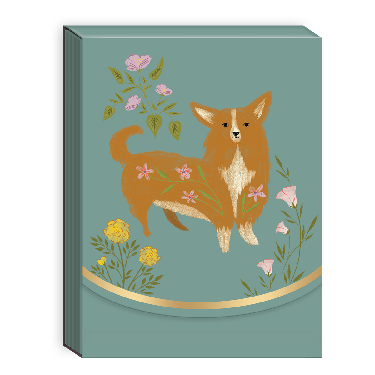 Block de Notas Flores Corgi