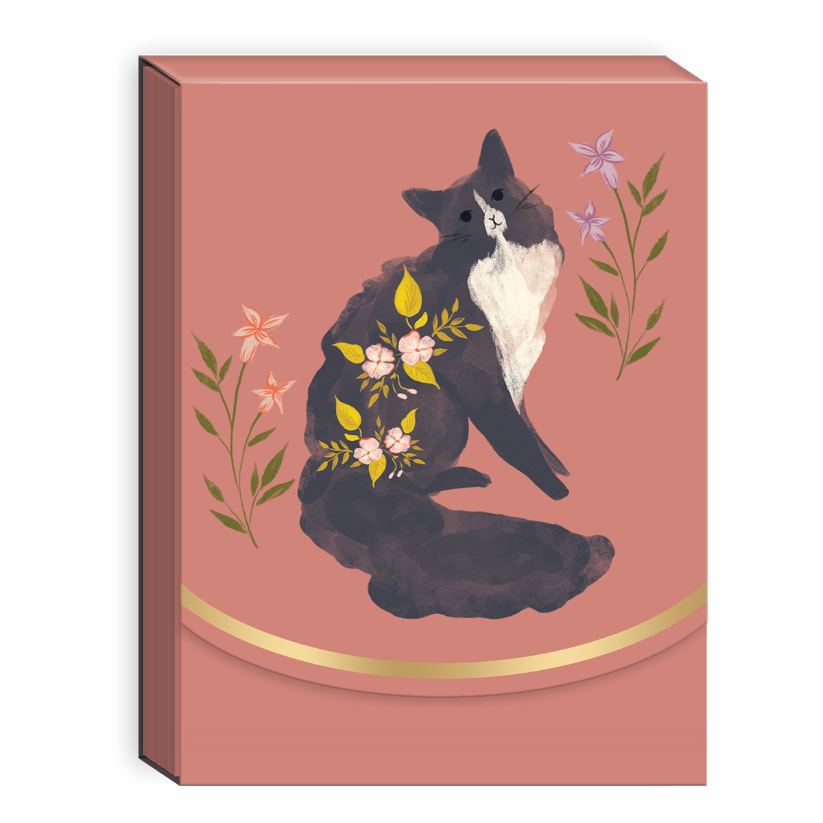 Block de Notas Flores Gato Negro