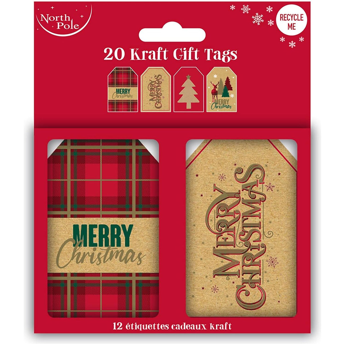 Set Etiquetas para Regalo Navidad Kraft Tartan