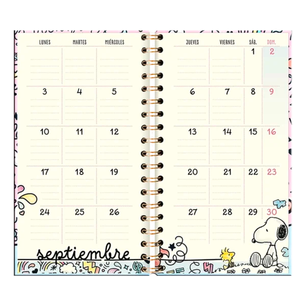 Agenda 2025 Snoopy Pastel 12 Meses