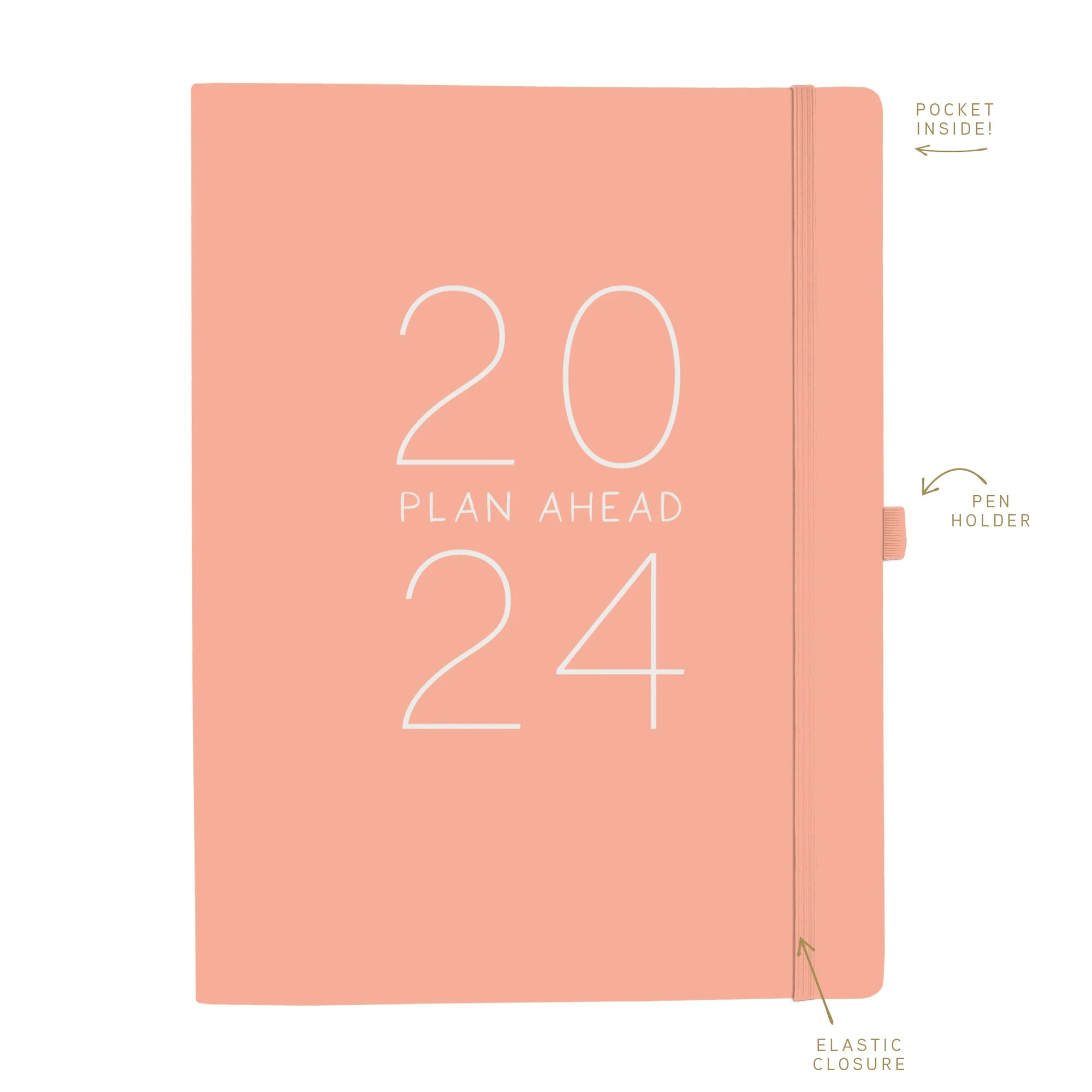 Agenda 2024 Typographic Coral 18 Meses