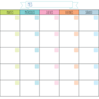 Calendario Mensual Colores Pasteles