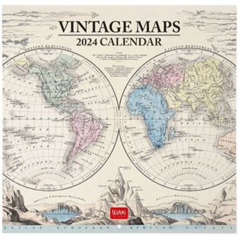 Calendario vintage maps 2024 - 16x49 - Aa.vv - calendario