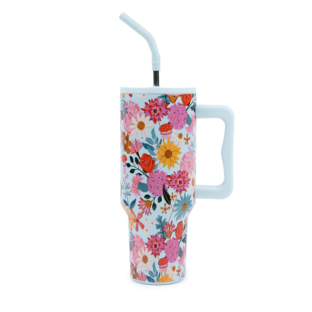 Vaso con Bombilla Floral