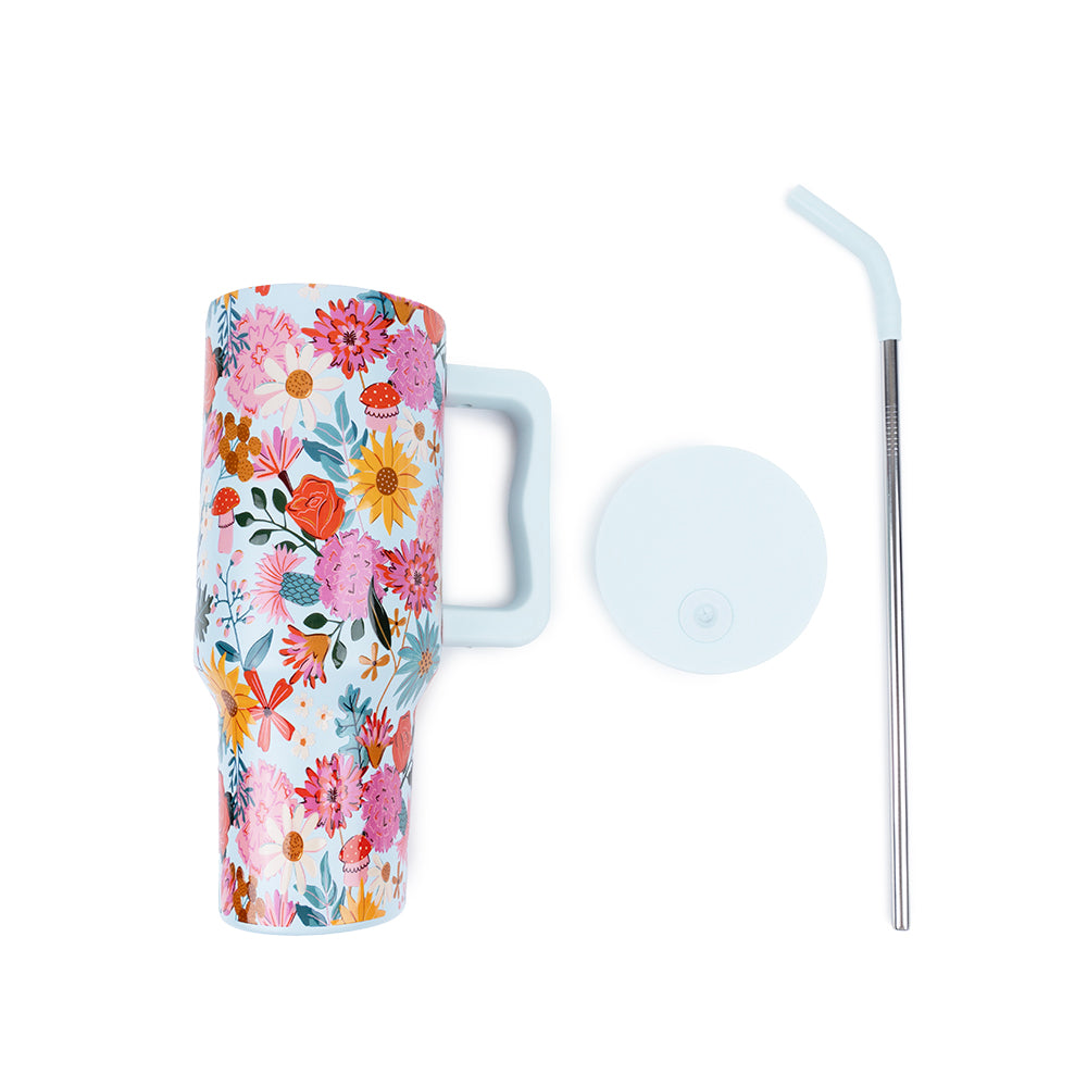 Vaso con Bombilla Floral