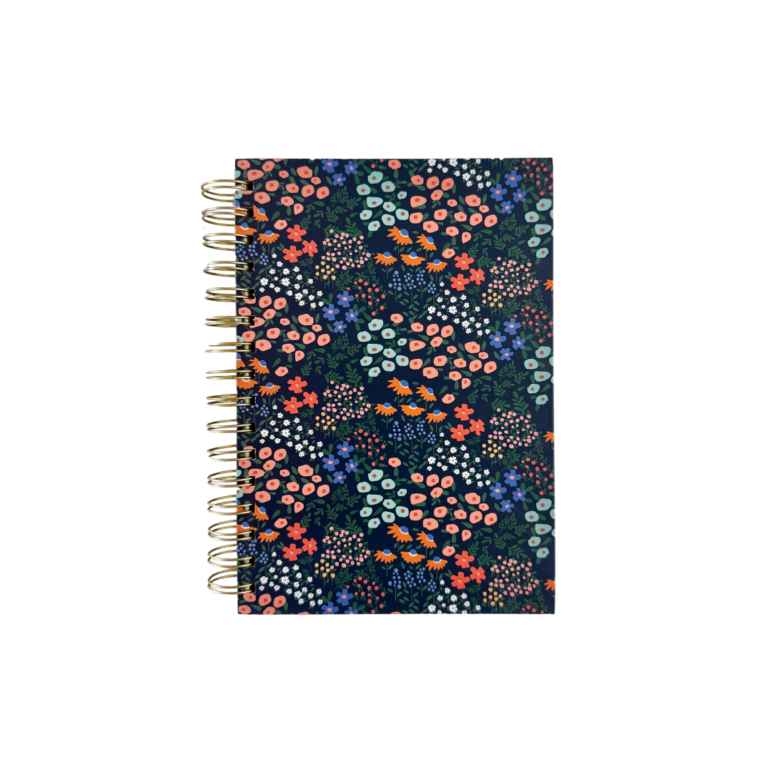 Cuaderno Mediano Floral Azul