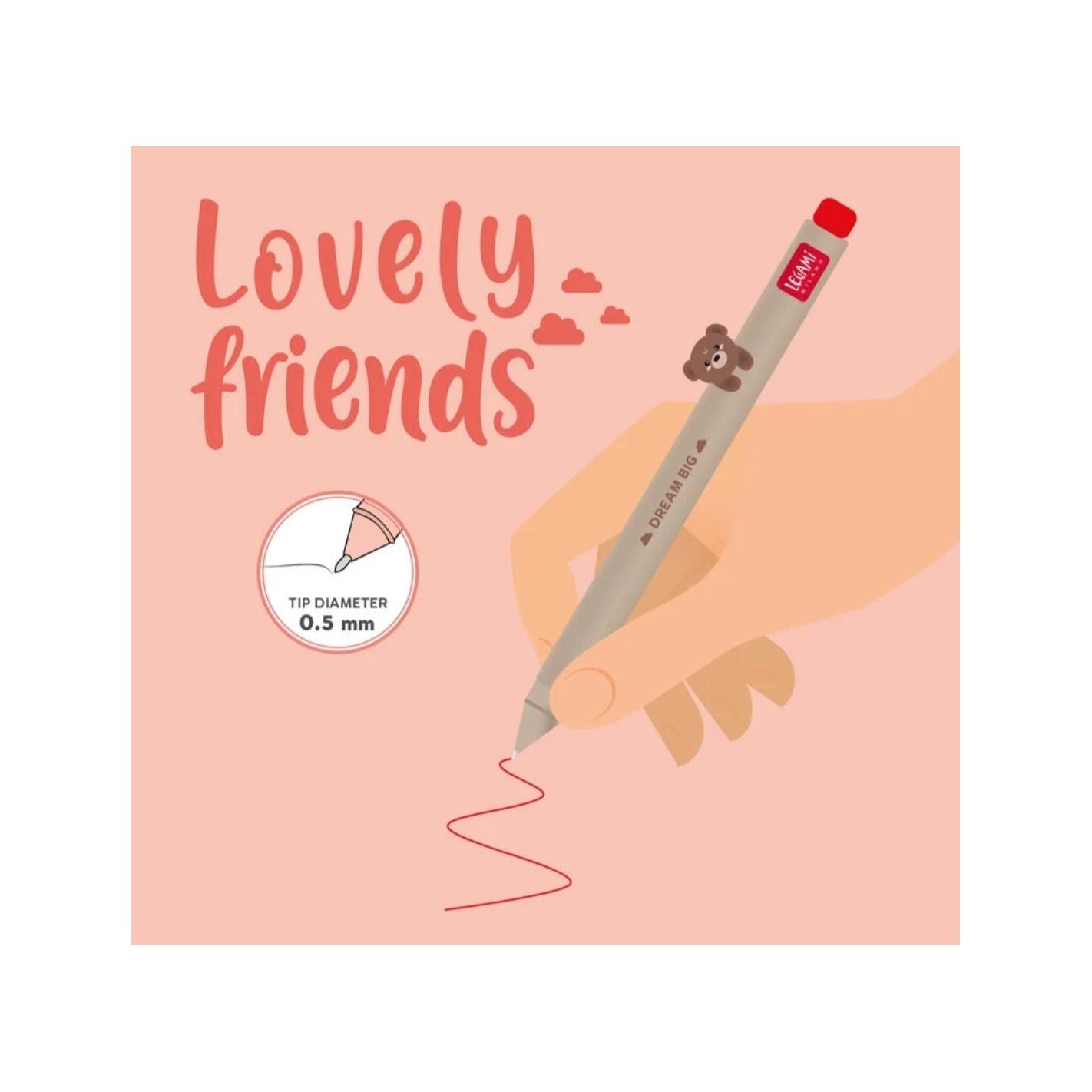 Boligrafo Gel Tinta Roja Lovely Friends Teddy Bear