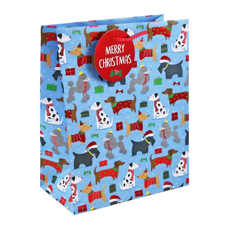 Bolsa Regalo Mediana Navidad Perros Navideños