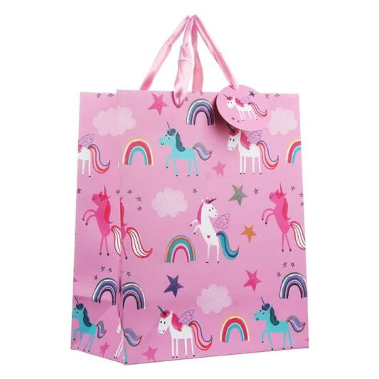 Bolsa Regalo Grande Unicornio Rosada