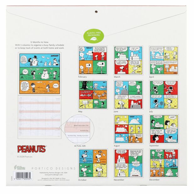 Calendario 2025 Familiar Peanuts