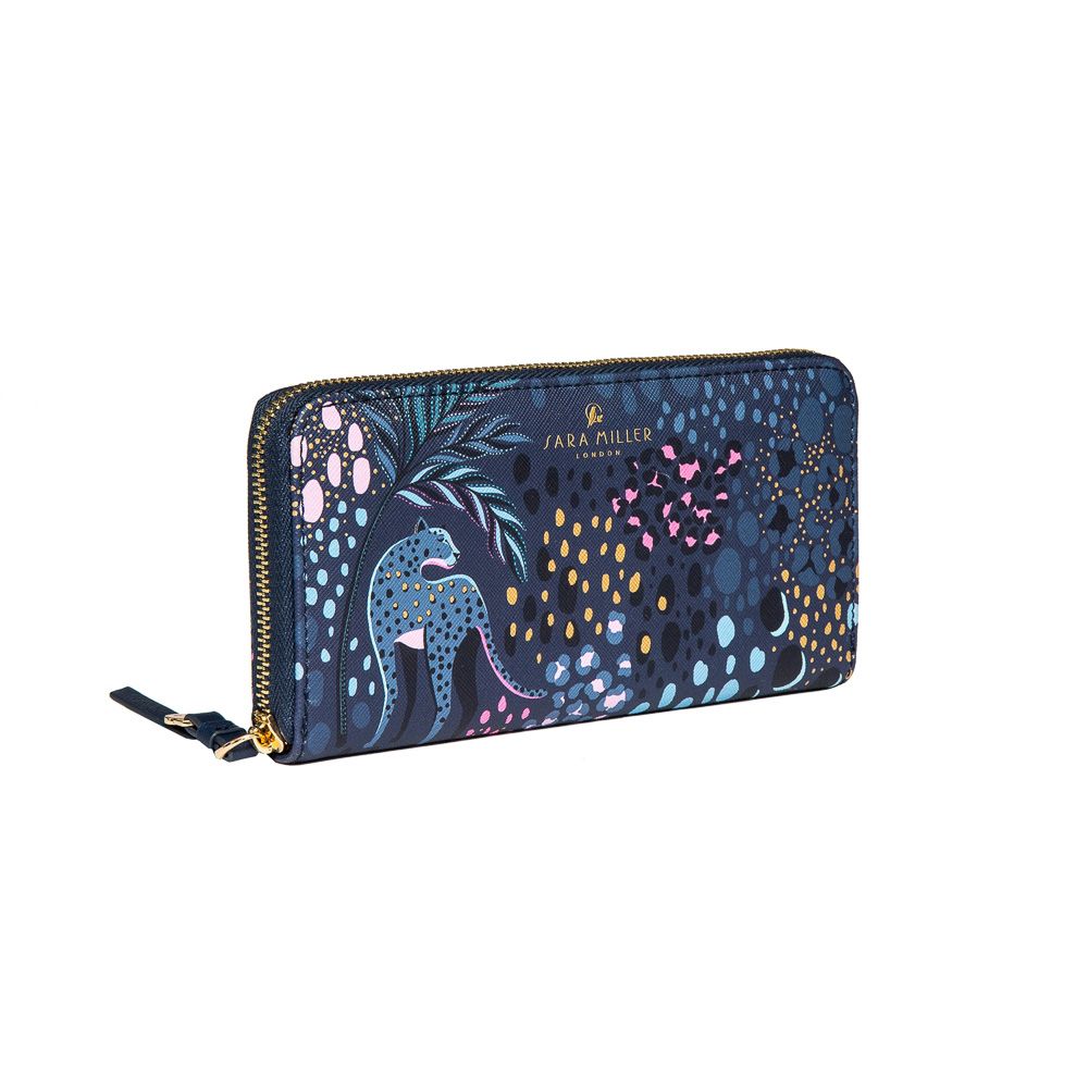 Billetera Grande Sara Miller Midnight Tahiti Leopard