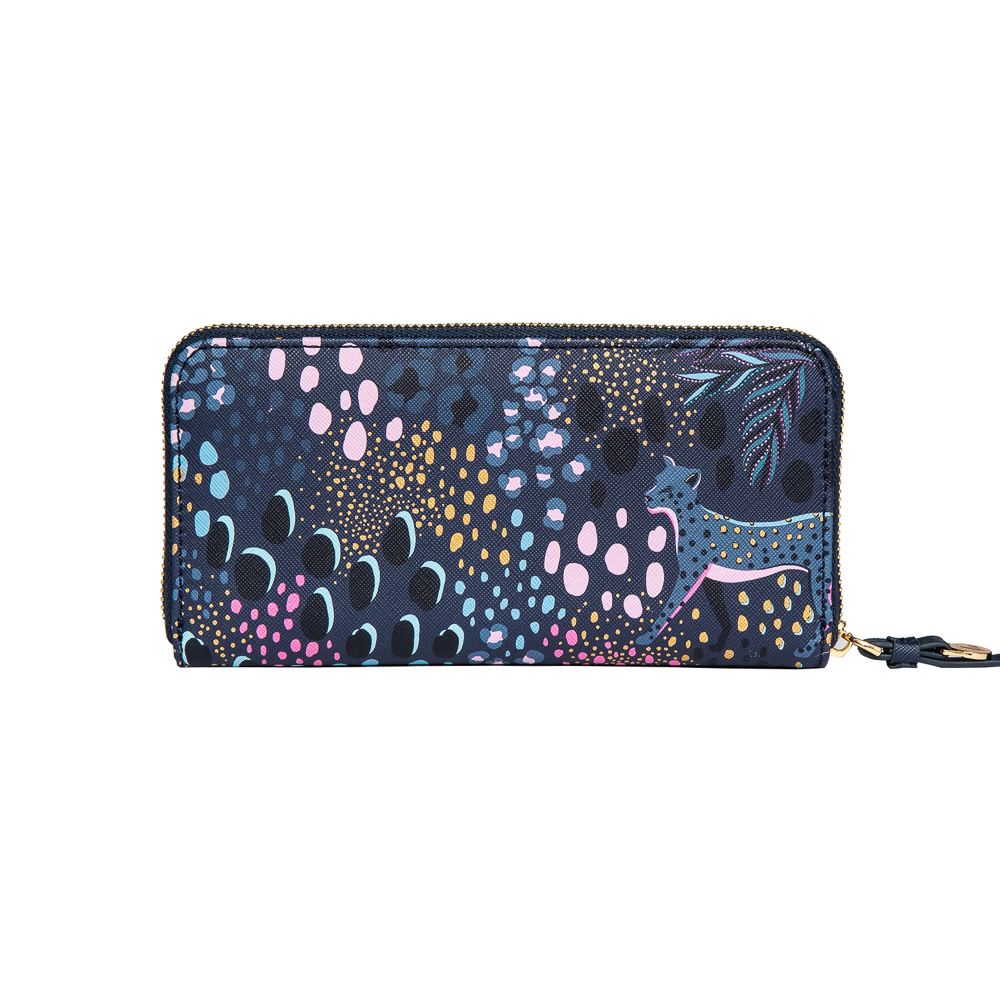 Billetera Grande Sara Miller Midnight Tahiti Leopard