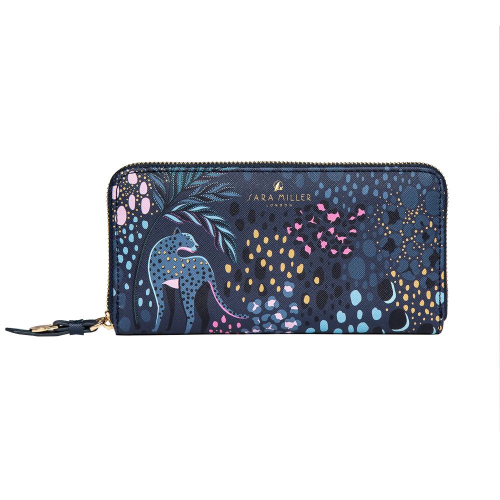 Billetera Grande Sara Miller Midnight Tahiti Leopard