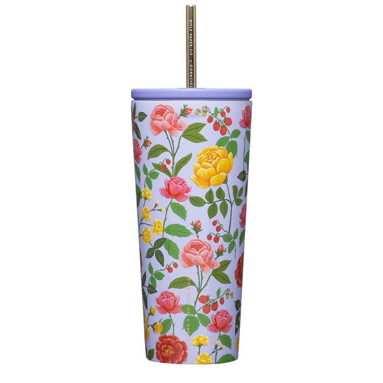 Vaso Acero Inoxidable con Bombilla Rifle Paper Rosas